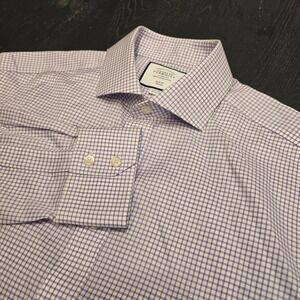 Charles Tyrwhitt Mens Slim Fit Non-Iron Dress Shirt Purple Check 16.5 x 36